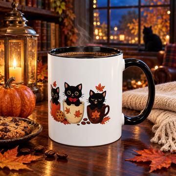 Autumn Black Cat Mug – Cute Fall Coffee Cup