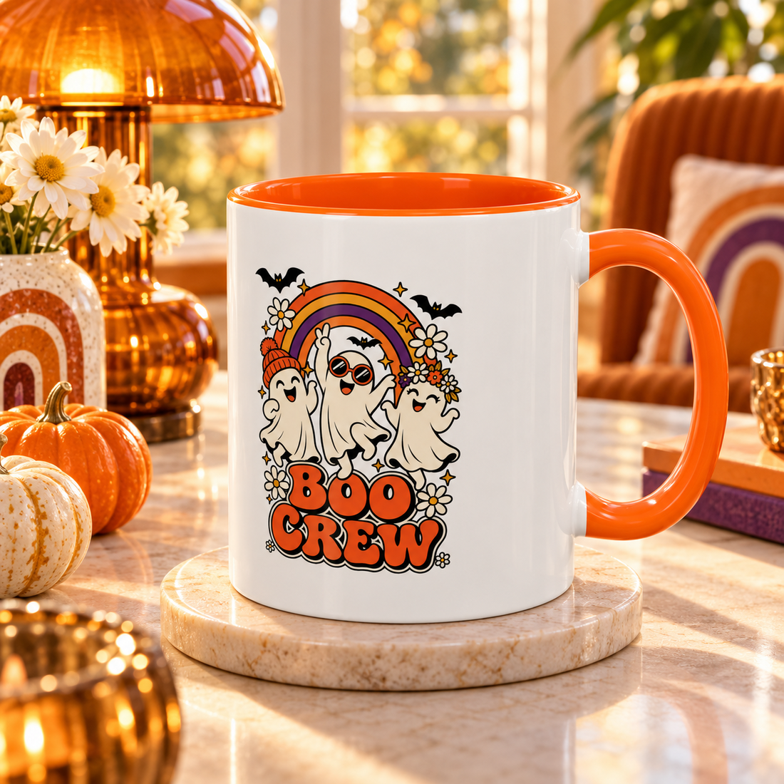 Boo Crew Halloween Mug – Retro Ghost Ceramic Coffee Cup
