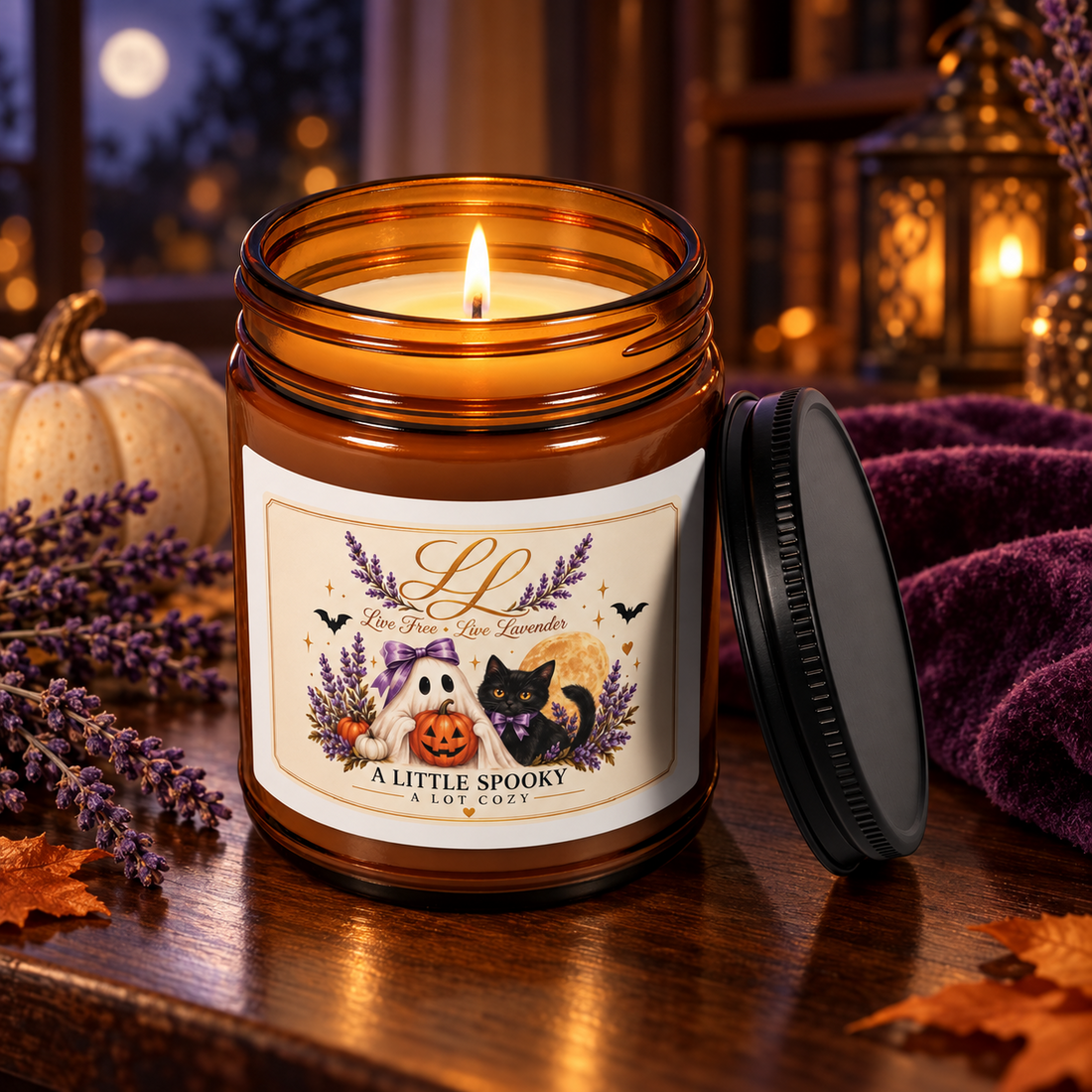 Lavender Louise Halloween Soy Candle – Cinnamon Vanilla