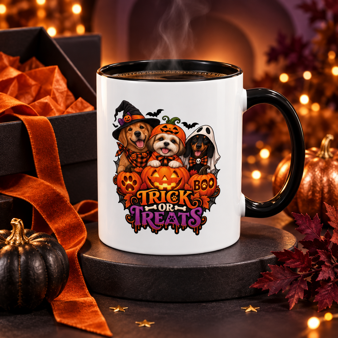 Halloween Dog Mug – Trick or Treats Pumpkin Coffee Cup