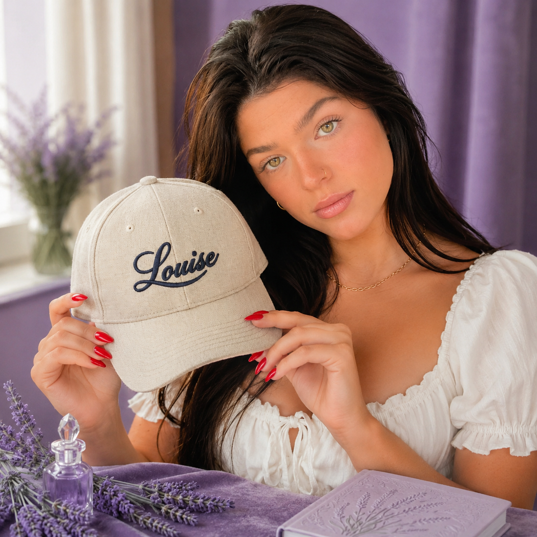 Lavender Louise Baseball Hat - Black embossed