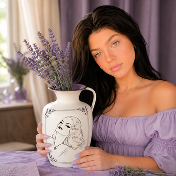 Lavender Siren Metal Vase - Cream with Lavender Interior