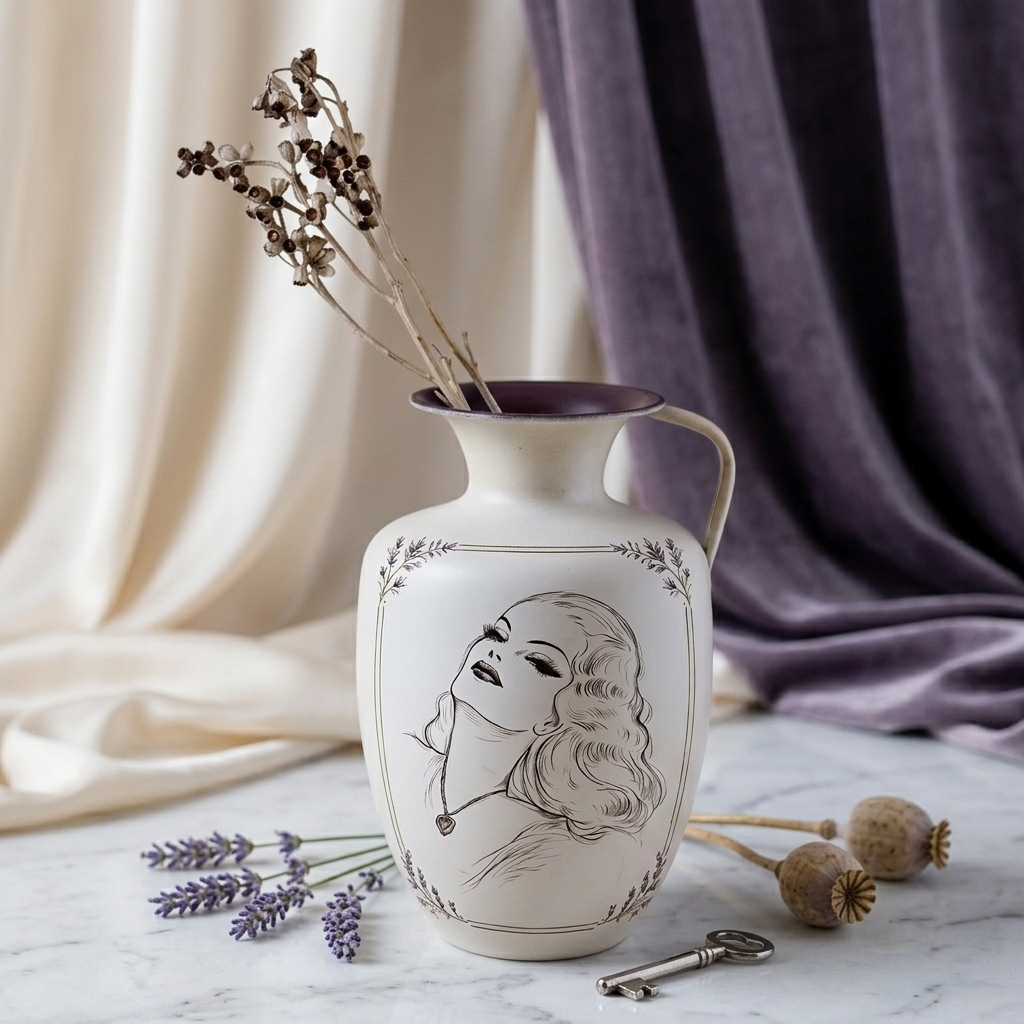 Lavender Siren Metal Vase - Cream with Lavender Interior