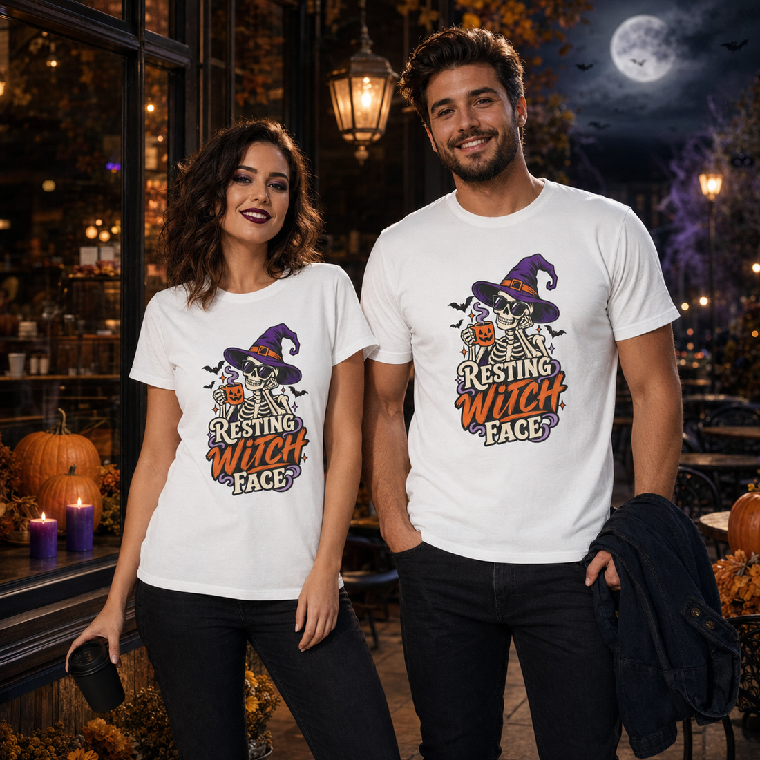 Resting Witch Face Unisex Halloween Skeleton T-Shirt