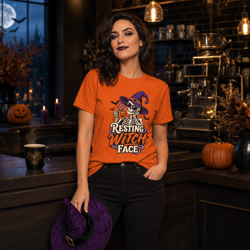 Resting Witch Face Unisex Halloween Skeleton T-Shirt