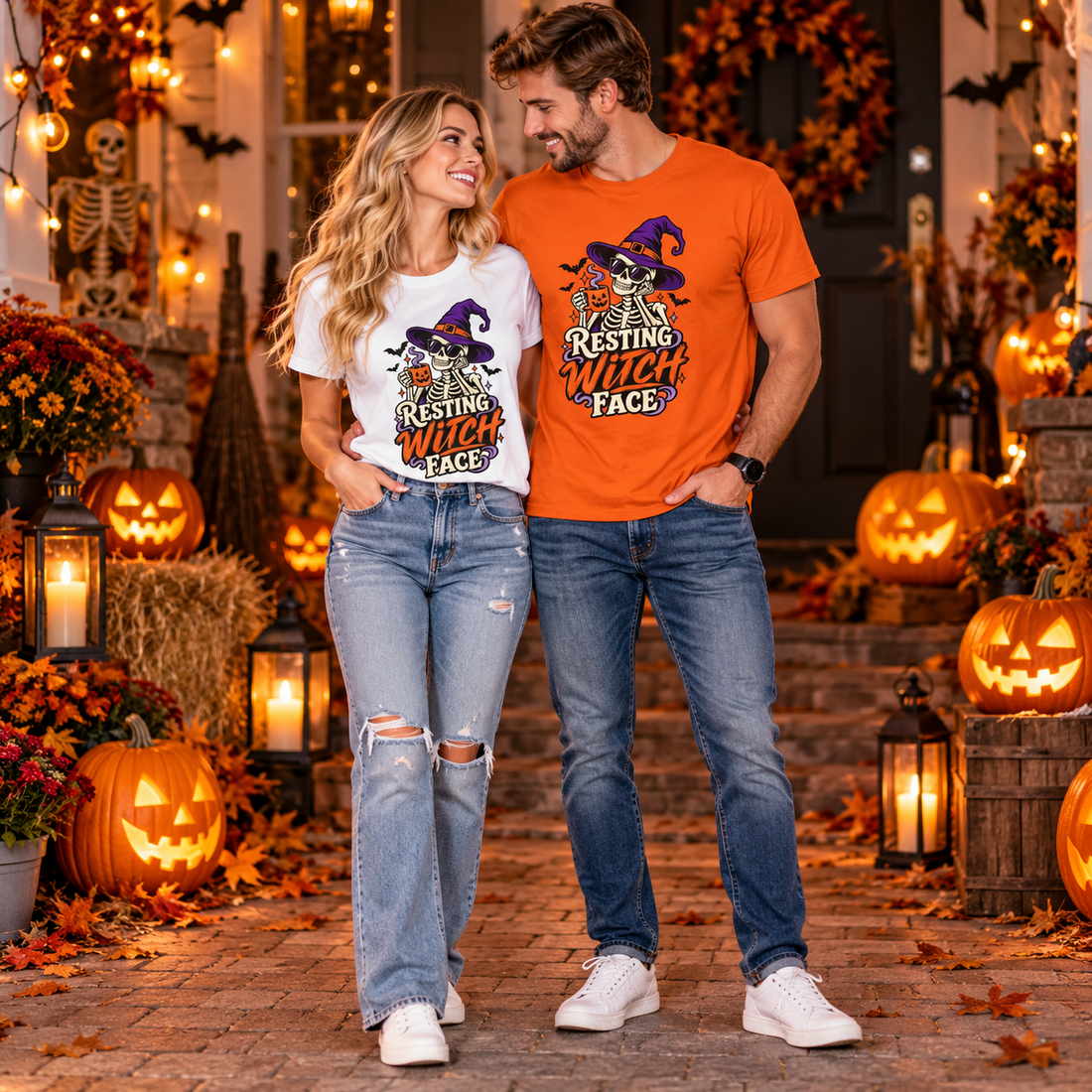 Resting Witch Face Unisex Halloween Skeleton T-Shirt