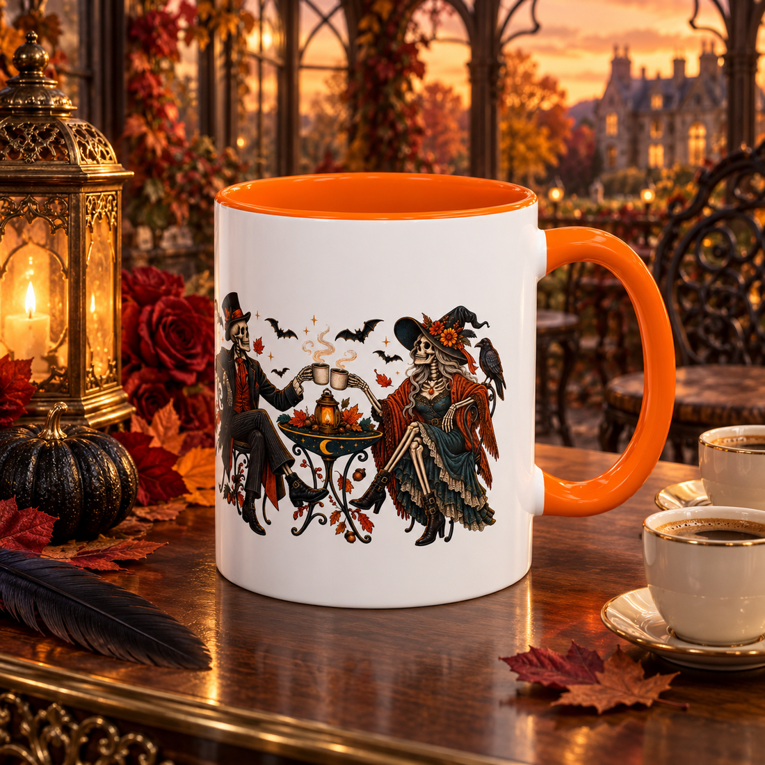 Skeleton Couple Halloween Mug – Gothic Coffee Toast Cup