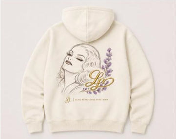 Cream Hooded Sweatshirt featuring Lavender Siren